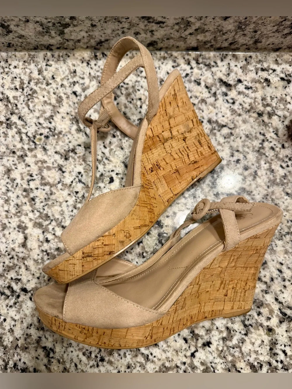 CHARLES BY DAVID CHARLES Nude Platform Wedge Heel Sandals